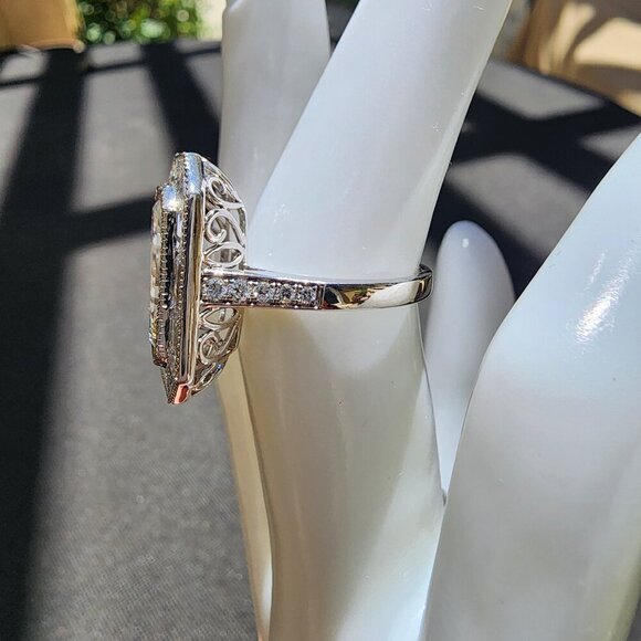 Art Deco 9.82 cts Emerald cut Lab diamond with custom 14k White gold setting 💍 - Picture 5 of 13